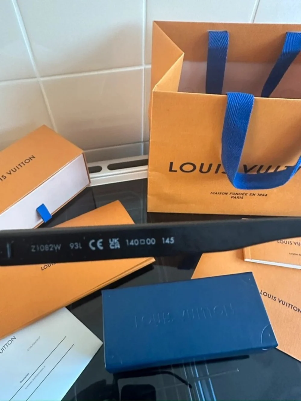 Louis Vuitton Black Monogram Shield Sunglasses with Navy Case